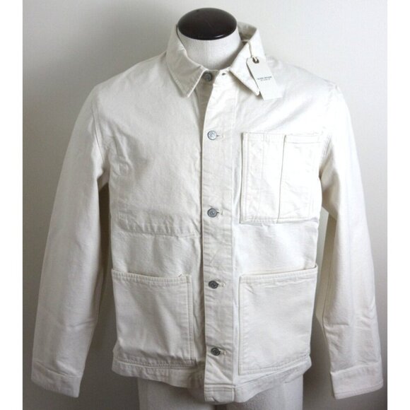 OOBE Brand Men's Button Front Canvas Cotton Chore Coat Natural White NWT - Picture 1 of 8